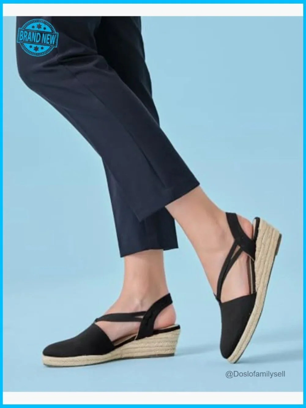 Women's Platform Wedge Espadrille Sandals Slingback Closed Toe Slip On Shoes